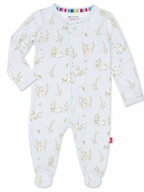NWOT Magnetic Me Newborn Footed Sleeper Bunny Print Magnetic Pajamas Baby Boy